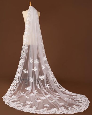 Babyonlinedress زين الدانتيل حافة كاتدرائية الحجاب الزفاف ومشط in Kuwait