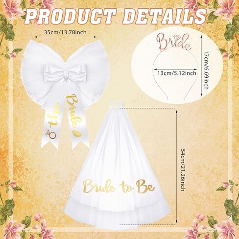 مجموعة 3 قطع من هدايا العروس لتكون حفلة تتضمن العروس لتكون بيكيني زي حجاب بطول العروس وإكسسوارات تاج العروس وعصابة رأس ذهبية وردية لحفلات الزفاف وحفلات الزفاف وحفلات العزوبية in Kuwait