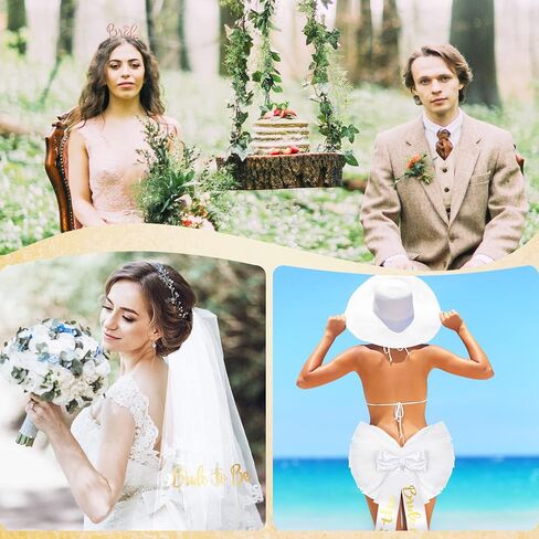 مجموعة 3 قطع من هدايا العروس لتكون حفلة تتضمن العروس لتكون بيكيني زي حجاب بطول العروس وإكسسوارات تاج العروس وعصابة رأس ذهبية وردية لحفلات الزفاف وحفلات الزفاف وحفلات العزوبية in Kuwait