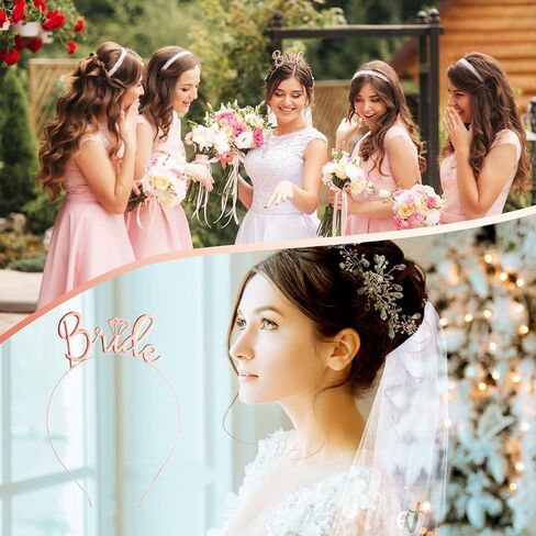 مجموعة 3 قطع من هدايا العروس لتكون حفلة تتضمن العروس لتكون بيكيني زي حجاب بطول العروس وإكسسوارات تاج العروس وعصابة رأس ذهبية وردية لحفلات الزفاف وحفلات الزفاف وحفلات العزوبية in Kuwait