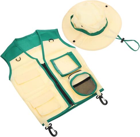 Vaguelly 1 Set set hat tool hat outdoor performance costume camping hat cosplay props vest hat kids camping kit in Saudi Arabia