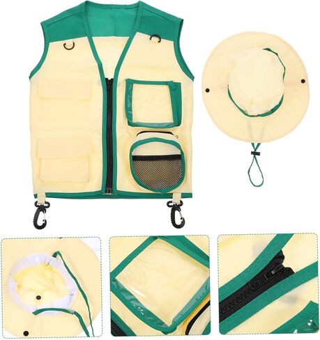 Vaguelly 1 Set set hat tool hat outdoor performance costume camping hat cosplay props vest hat kids camping kit in Saudi Arabia