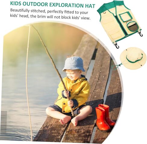 Vaguelly 1 Set set hat tool hat outdoor performance costume camping hat cosplay props vest hat kids camping kit in Saudi Arabia