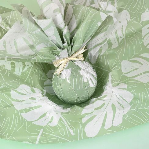 100 Sheets Tropical Palm Leaves Tissue Paper for Gift Wrapping Tropical Gift Tissue Paper Sage Green Tissue Paper for Gift Bags for Birthday, Baby Shower, Summer Holiday DIY Crafts, 14 x 20Inch in Saudi Arabia