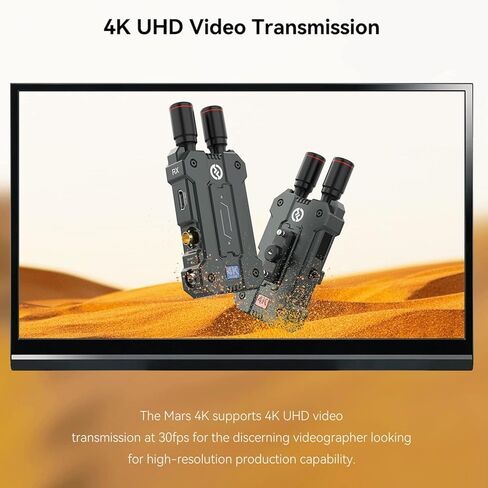 نظام نقل الفيديو اللاسلكي Hollyland Mars 4K وجهاز الاستقبال HDMI SDI مع 4Kp30/1080p60,450FT Los Range 66ms لمصور الفيديو/المصور الفوتوغرافي/مخرج الأفلام/المصور السينمائي in Kuwait