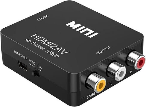 TXY Mini HDMI-Compatible to RCA AV/CVBS Composite Video AV Converter Adapter HDMI2AV for TV VHS VCR DVD (Black) in Saudi Arabia