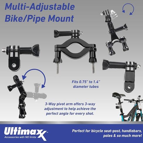 Ultimaxx Advanced GoPro Hero 12 Bundle - Includes: 64GB Extreme microSDXC Memory Card, 2X Replacement Batteries, Underwater Housing, Multi-Adjustable Bike/Pipe Mount & Much More (30pc Bundle) in Saudi Arabia