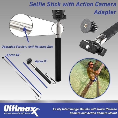 Ultimaxx Advanced GoPro Hero 12 Bundle - Includes: 64GB Extreme microSDXC Memory Card, 2X Replacement Batteries, Underwater Housing, Multi-Adjustable Bike/Pipe Mount & Much More (30pc Bundle) in Saudi Arabia