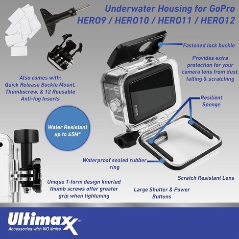 Ultimaxx Advanced GoPro Hero 12 Bundle - Includes: 64GB Extreme microSDXC Memory Card, 2X Replacement Batteries, Underwater Housing, Multi-Adjustable Bike/Pipe Mount & Much More (30pc Bundle) in Saudi Arabia