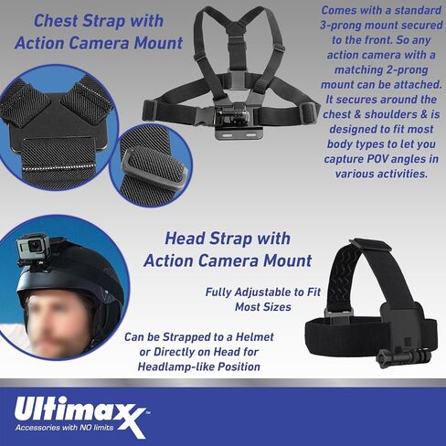 Ultimaxx Advanced GoPro Hero 12 Bundle - Includes: 64GB Extreme microSDXC Memory Card, 2X Replacement Batteries, Underwater Housing, Multi-Adjustable Bike/Pipe Mount & Much More (30pc Bundle) in Saudi Arabia