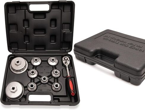 طقم مقابس فلتر زيت 10 قطع، 24 ملم - 38 ملم، ستانلس ستيل، بلاستيك in Kuwait