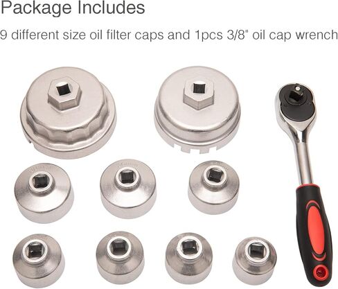 طقم مقابس فلتر زيت 10 قطع، 24 ملم - 38 ملم، ستانلس ستيل، بلاستيك in Kuwait