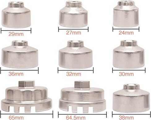 طقم مقابس فلتر زيت 10 قطع، 24 ملم - 38 ملم، ستانلس ستيل، بلاستيك in Kuwait