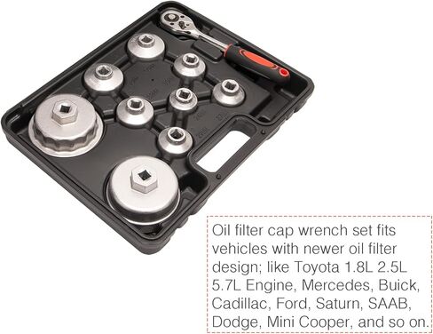 طقم مقابس فلتر زيت 10 قطع، 24 ملم - 38 ملم، ستانلس ستيل، بلاستيك in Kuwait