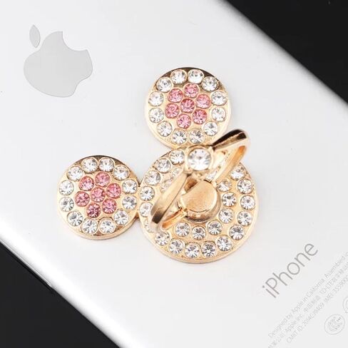 Universal 360 Degree Rotating Finger Ring Stand Holder for Cell Phone or Tablet - Crystal Rhinestone Pink Mouse in Saudi Arabia