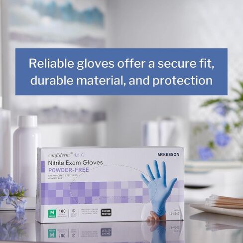 McKesson Confiderm 4.5C Nitrile Exam Gloves, Chemo Tested Medium, 14-656C - Box of 100 in Saudi Arabia