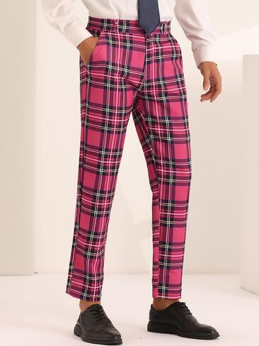 Lars Amadeus Plaid Dress Pants for Men's Slim Fit Straight Leg Formal Tartan Pattern Pants in Saudi Arabia