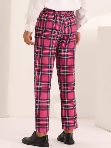 Lars Amadeus Plaid Dress Pants for Men's Slim Fit Straight Leg Formal Tartan Pattern Pants in Saudi Arabia