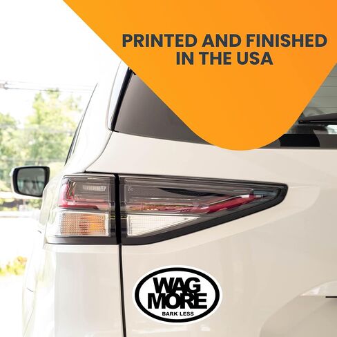 Magnet Me Up: ملصق مغناطيسي بيضاوي Wag More Bark Less - 4x6 بوصة، مغناطيس سيارات شديد التحمل للسيارة والشاحنات وسيارات الدفع الرباعي - إكسسوارات محبي الحيوانات الأليفة، عبر عن حبك للكلاب باستخدام مغناطيس السيارة الفريد هذا in Kuwait