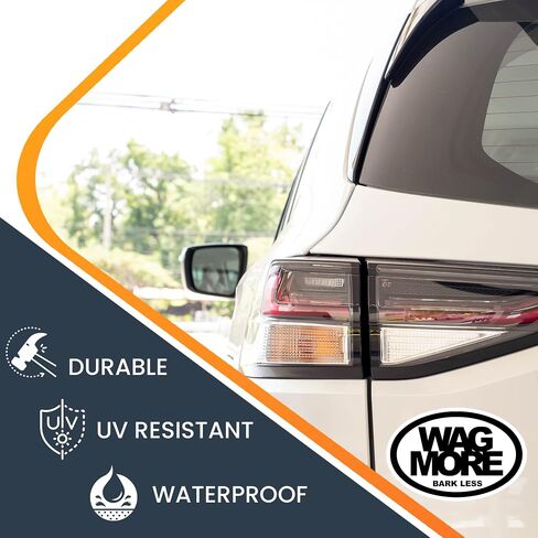 Magnet Me Up: ملصق مغناطيسي بيضاوي Wag More Bark Less - 4x6 بوصة، مغناطيس سيارات شديد التحمل للسيارة والشاحنات وسيارات الدفع الرباعي - إكسسوارات محبي الحيوانات الأليفة، عبر عن حبك للكلاب باستخدام مغناطيس السيارة الفريد هذا in Kuwait