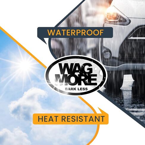 Magnet Me Up: ملصق مغناطيسي بيضاوي Wag More Bark Less - 4x6 بوصة، مغناطيس سيارات شديد التحمل للسيارة والشاحنات وسيارات الدفع الرباعي - إكسسوارات محبي الحيوانات الأليفة، عبر عن حبك للكلاب باستخدام مغناطيس السيارة الفريد هذا in Kuwait