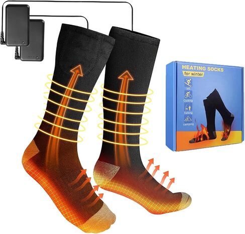 Heated Socks for Women Men,Electric Heating Socks with Rechargable Battery and 3 Level Heating,Washable Winter Foot Warmers Cold Heat Socks for Camping Fishing Cycling Skiing in Saudi Arabia