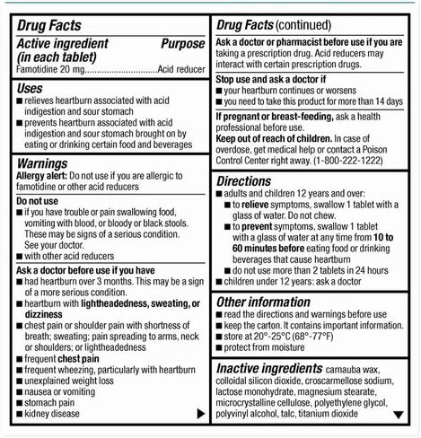 أقراص فاموتيدين من مارك أسيد-بيب، 20 ملغ (100 قيراط، 2 قطعة) in Kuwait