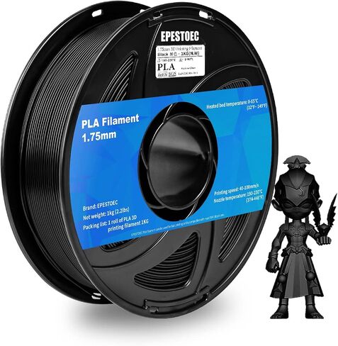 3D Printer Filament, pla Filament bundle1.75mm,PLA 3D Printer Filament Vacuum Packaging 1kg, Dimensional Accuracy +/- 0.03mm, Fit Most FDM 3D Printers (PLA deep Black 1-Pack) in Saudi Arabia