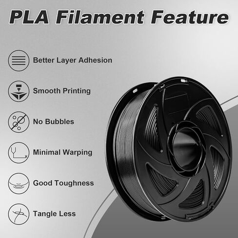 3D Printer Filament, pla Filament bundle1.75mm,PLA 3D Printer Filament Vacuum Packaging 1kg, Dimensional Accuracy +/- 0.03mm, Fit Most FDM 3D Printers (PLA deep Black 1-Pack) in Saudi Arabia