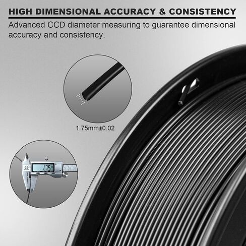 3D Printer Filament, pla Filament bundle1.75mm,PLA 3D Printer Filament Vacuum Packaging 1kg, Dimensional Accuracy +/- 0.03mm, Fit Most FDM 3D Printers (PLA deep Black 1-Pack) in Saudi Arabia