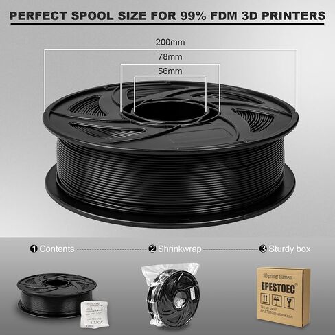 3D Printer Filament, pla Filament bundle1.75mm,PLA 3D Printer Filament Vacuum Packaging 1kg, Dimensional Accuracy +/- 0.03mm, Fit Most FDM 3D Printers (PLA deep Black 1-Pack) in Saudi Arabia