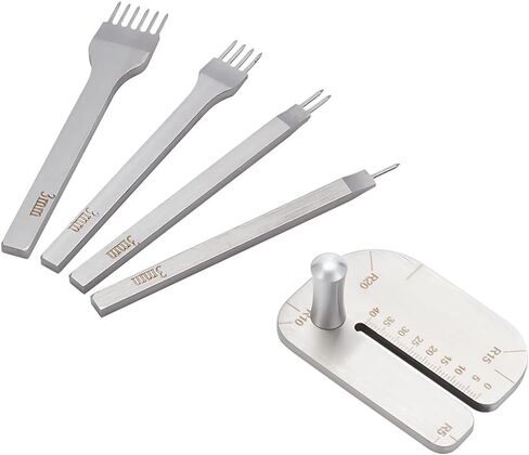 Leathercraft Punching Stitching Tools Set, Stainless Steel Leather Hole Punch Diamond Lacing Chisel 3mm 1/2/4/6 Prong with Leather Stitching Punch Aid Plate for Leather Working Wallet Jewelry in Saudi Arabia