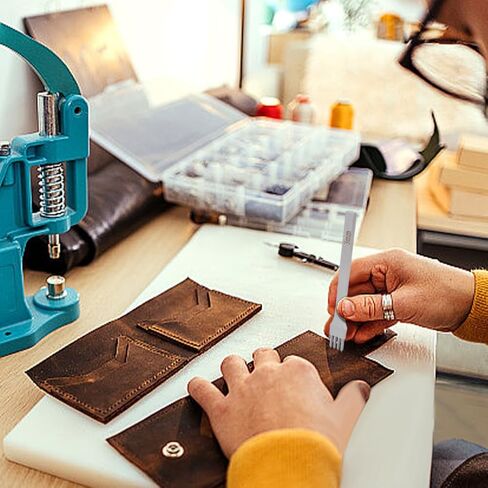 Leathercraft Punching Stitching Tools Set, Stainless Steel Leather Hole Punch Diamond Lacing Chisel 3mm 1/2/4/6 Prong with Leather Stitching Punch Aid Plate for Leather Working Wallet Jewelry in Saudi Arabia