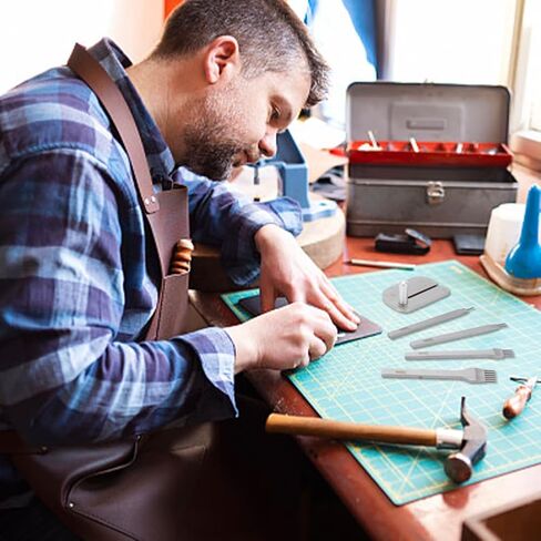 Leathercraft Punching Stitching Tools Set, Stainless Steel Leather Hole Punch Diamond Lacing Chisel 3mm 1/2/4/6 Prong with Leather Stitching Punch Aid Plate for Leather Working Wallet Jewelry in Saudi Arabia