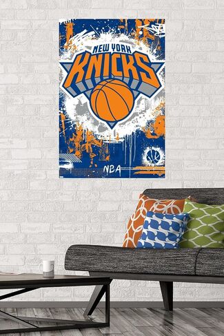 Trends International NBA New York Knicks - Maximalist Logo 23 Wall Poster, 22.37" x 34.00", White Framed Version in Saudi Arabia