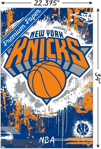 Trends International NBA New York Knicks - Maximalist Logo 23 Wall Poster, 22.37" x 34.00", White Framed Version in Saudi Arabia