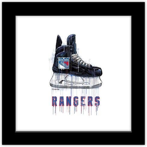 Trends International Gallery Pops NHL New York Rangers - Drip Skate Wall Art, Black Framed Version, 12" x 12" in Saudi Arabia