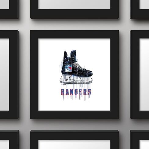 Trends International Gallery Pops NHL New York Rangers - Drip Skate Wall Art, Black Framed Version, 12" x 12" in Saudi Arabia