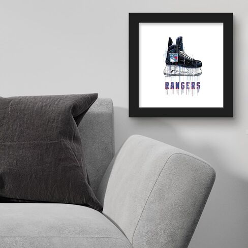 Trends International Gallery Pops NHL New York Rangers - Drip Skate Wall Art, Black Framed Version, 12" x 12" in Saudi Arabia