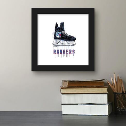 Trends International Gallery Pops NHL New York Rangers - Drip Skate Wall Art, Black Framed Version, 12" x 12" in Saudi Arabia