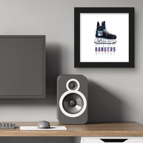 Trends International Gallery Pops NHL New York Rangers - Drip Skate Wall Art, Black Framed Version, 12" x 12" in Saudi Arabia