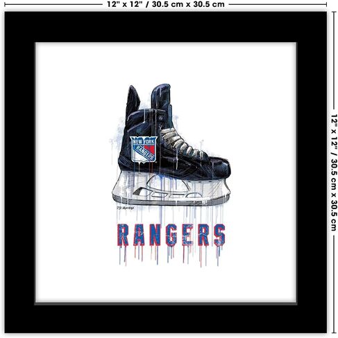 Trends International Gallery Pops NHL New York Rangers - Drip Skate Wall Art, Black Framed Version, 12" x 12" in Saudi Arabia