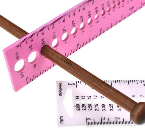Pink Measure Ruler, Plastic Inch All in One Crochet Hook Craft for Knitting Needles Sewing Ruler Needle Gauge Sewing Tools Sewing Rulers in Saudi Arabia