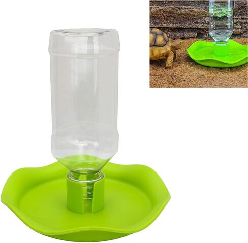 موزع مياه الزواحف سقي الزواحف التلقائي إعادة تعبئة موزع المياه تغذية وعاء الماء مع زجاجة خضراء لسحلية السلحفاة in Kuwait
