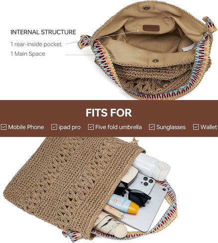 Raffia Bag Cute Straw Summer Beach Tote Crossbody Bags for Women Wicker Rattan Basket Hobo Aesthetic Purse Girls Cute Travel Large Woven Beach Bag Straw Clutch Purses for Women Handbag in Saudi Arabia