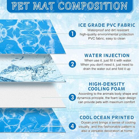 بساط تبريد للكلاب، وسادة تبريد لحقن الماء، سجادات تبريد للحيوانات الأليفة للكلاب الكبيرة والقطط أثناء النوم، وسادات تبريد للحيوانات الأليفة في الصيف لبيوت الكلاب والأقفاص والأسرة in Kuwait