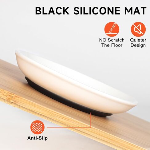 YauYik Cat Food Bowls - Whisker Friendly Ceramic Cat Bowls with Nonslip Silicone Mats - Shallow Wide Quiet Cat Dishes and Plates for Feeding Indoor Cats Kittens and Small Dogs, 4 Pack in Kuwait