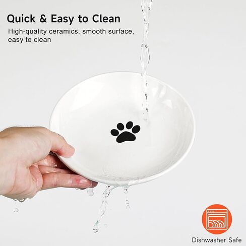 YauYik Cat Food Bowls - Whisker Friendly Ceramic Cat Bowls with Nonslip Silicone Mats - Shallow Wide Quiet Cat Dishes and Plates for Feeding Indoor Cats Kittens and Small Dogs, 4 Pack in Kuwait