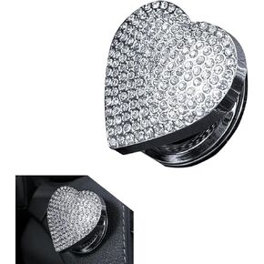 Car Push Start Button Cover, Heart-Shaped Rhinestones Decorative Start Stop Cover, Rotating Flip-Open Design Anti-Scratch Protector, Universal for Most Cars (Black & White) in Kuwait