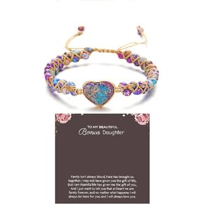 To My Bonus Daughter-Infinity Forever Love Heart Bracelet, Natural Emperor Stone Double Layer Purple Beaded Woven Wrap Bracelets Adjustable Mind Peace Gift Jewelry in Kuwait